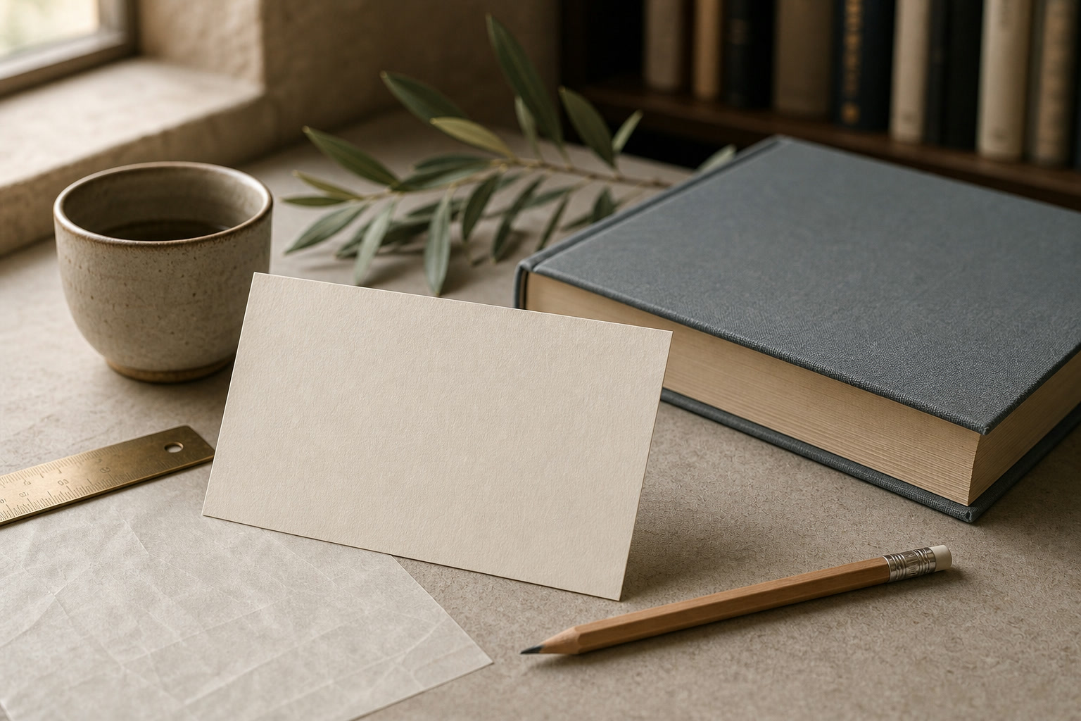 Greek word-origin research materials arranged with a blank vocabulary card and reference book