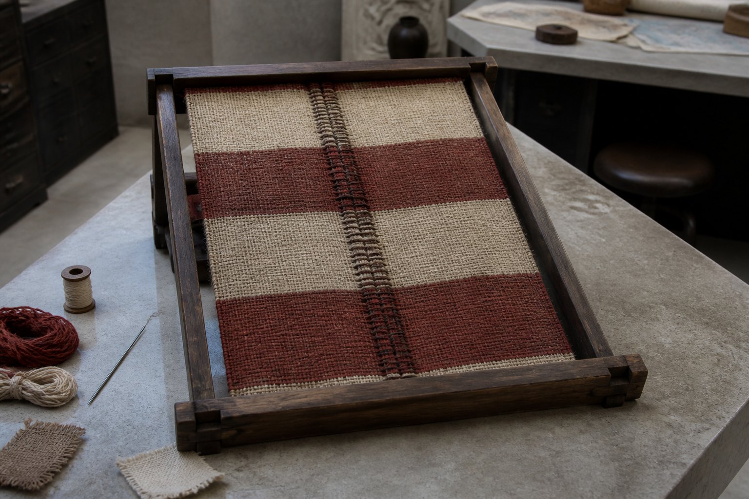 A three-row abstract manuscript grid with the forty-fourth column isolated in amber light