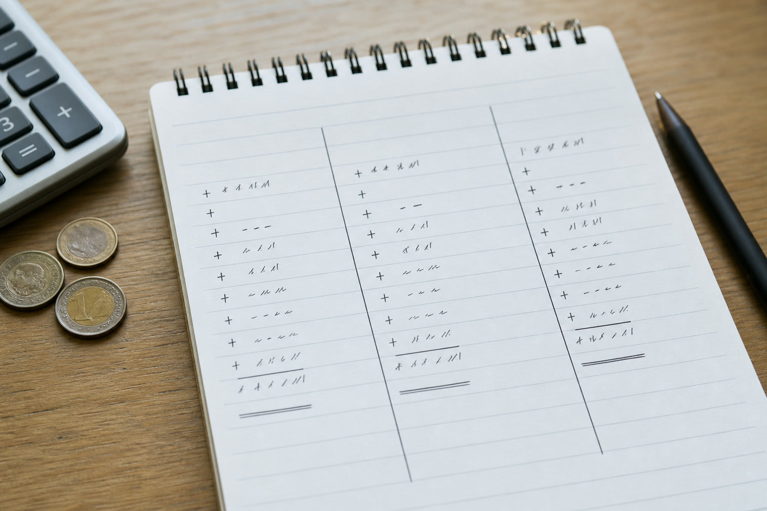 Open household ledger showing income, obligations, and a separate return column